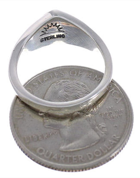 Sterling Silver Multicolor Inlay Ring Size 6-3/4 EX43906
